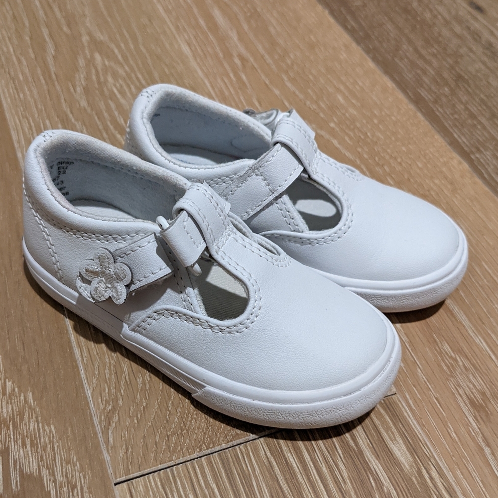 Toddler Keds Sneakers White with Flower Velcro (Size 6)